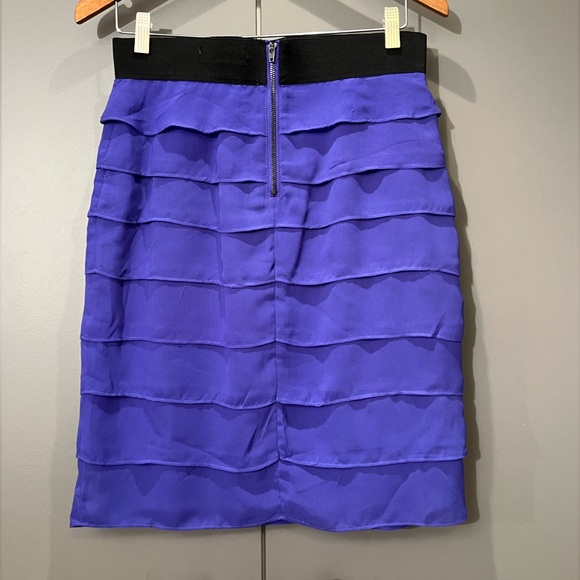 Ellen Tracy Purple Layered Skirt with black elasticic waist and zipper in back. - Picture 2 of 5